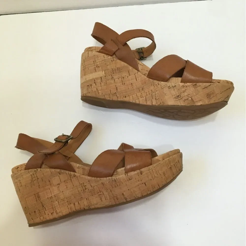 KORK‎ EASE AVA 2.0 TAN LEATHER CORK WEDGES - Picture 4 of 7